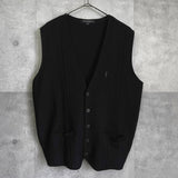 イヴ サンローラン ヴィンテージ YSLロゴ 刺繍 ニットベスト ブラック - NEWSED