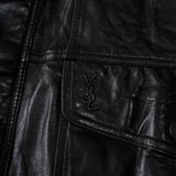 イヴ サンローラン ヴィンテージ エンボス YSLロゴ レザージャケット レザーブルゾン ブラック - NEWSED