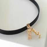 イヴ サンローラン カサンドラロゴ YSLロゴ コールド レザー ネックレス チョーカー 箱付き - NEWSED