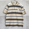 Vintage YSL logo striped short-sleeved polo shirt in beige