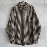 イブ サンローラン ヴィンテージ YSLロゴ チェック柄 長袖シャツ ブラウン/カーキ - NEWSED