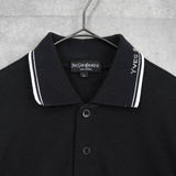 イヴ サンローラン ヴィンテージ YSLロゴ 長袖ポロシャツ ブラック - NEWSED