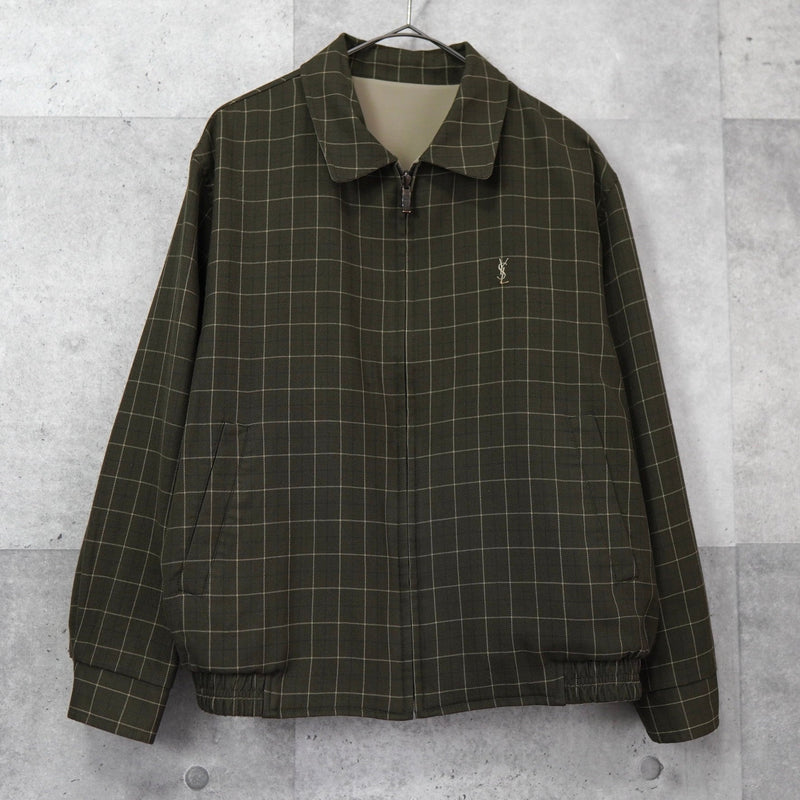 イヴサンローラン ヴィンテージ YSLロゴ リバーシブル ブルゾン カーキ / ベージュ - NEWSED