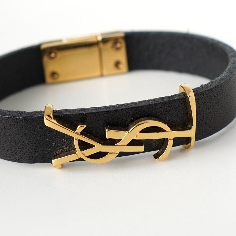 イヴサンローラン YSL ロゴ レザー バングル ブラック | ブランド古着