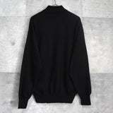 イヴ サンローラン ヴィンテージ YSLロゴ エンブレム モックネック ウール ニット ブラック - NEWSED