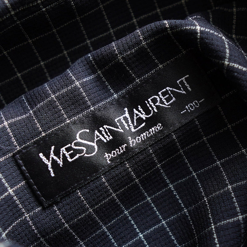 イブ サンローラン ヴィンテージ YSLロゴ ブルゾン チェック柄 薄手