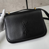 サンローラン サッチェル YSLロゴ レザー ショルダーバッグ ブラック - NEWSED