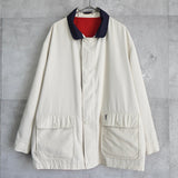 イブ サンローラン ヴィンテージ YSLロゴ リバーシブル ミドルコート カバーオール ジャンパー レッド/アイボリー - NEWSED