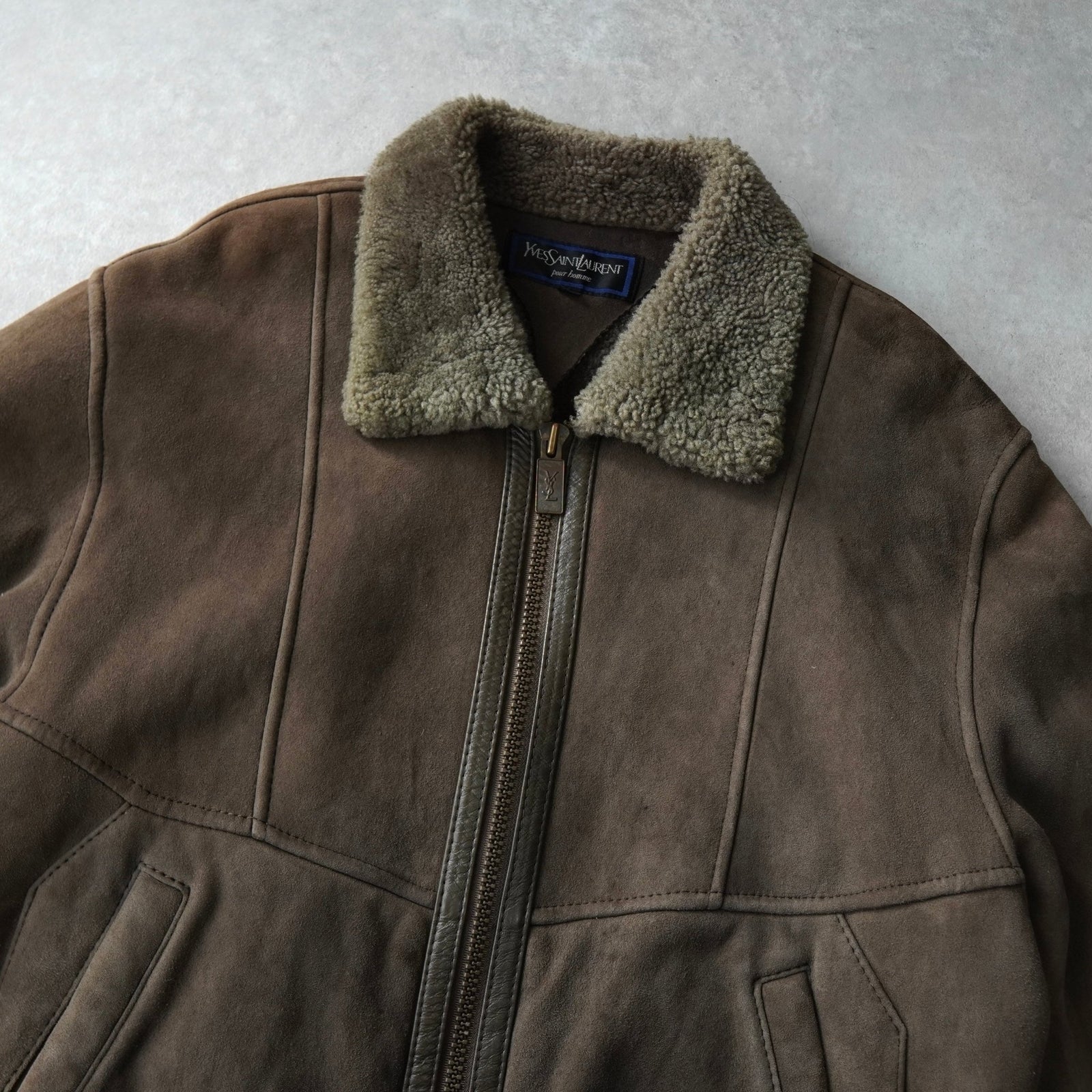 イヴサンローラン ヴィンテージ YSLロゴ ボタン ムートン ジャケット