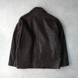イヴ サンローラン ヴィンテージ YSLロゴ ボア襟 レザージャケット ブラウン メンズ - NEWSED
