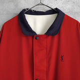 イブ サンローラン ヴィンテージ YSLロゴ リバーシブル ミドルコート カバーオール ジャンパー レッド/アイボリー - NEWSED