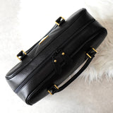 イヴサンローラン ヴィンテージ YSLロゴ 三角プレート レザー ミニボストンバッグ ブラック - NEWSED