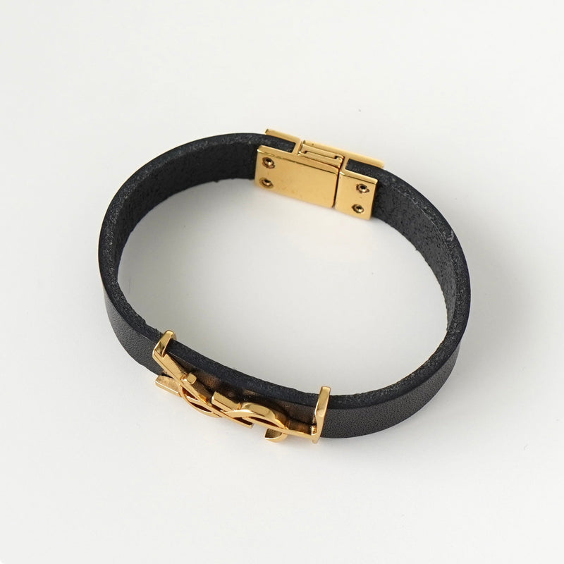 イヴサンローラン YSL ロゴ レザー バングル ブラック | ブランド古着