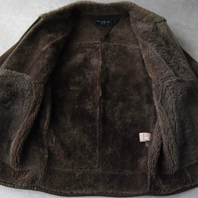 イヴサンローラン ヴィンテージ YSLロゴ ボタン ムートン ジャケット
