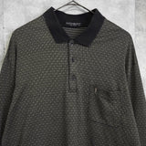 イヴサンローラン ヴィンテージ YSLロゴ 総柄 長袖ポロシャツ ブラウン - NEWSED