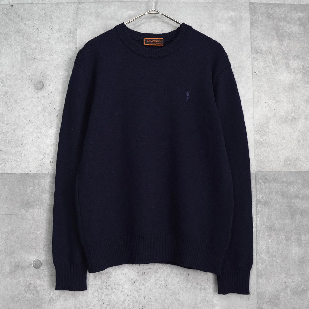 サンローラン　ネイビー ヴィンテージ　セーター　ニット　毛　100% メンズ サンローラン ネイビー ヴィンテージ セーター ニット 毛 100% メンズ