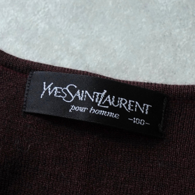 イヴ サンローラン ヴィンテージ YSLロゴ ニットベスト ボルドー - NEWSED
