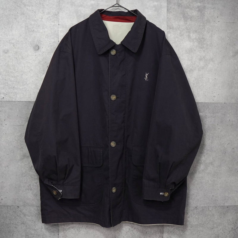 イヴ サンローラン ヴィンテージ リバーシブル YSLロゴ ブルゾン ジャケット ネイビー / アイボリー - NEWSED