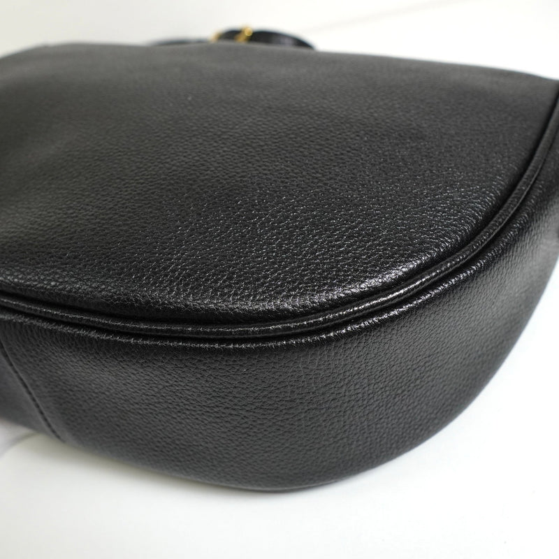 イヴサンローラン YSLロゴ レザー ショルダーバッグ ブラック - NEWSED