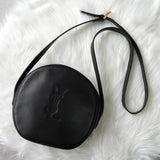 イヴサンローラン ヴィンテージ YSLロゴ レザー ラウンド ショルダーバッグ ブラック - NEWSED