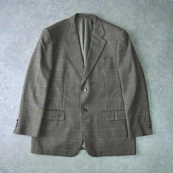 イヴサンローラン YSLロゴ ボタン 千鳥格子柄 ウール テーラードジャケット カーキ - NEWSED