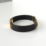 イヴサンローラン YSL ロゴ レザー バングル ブラック - NEWSED