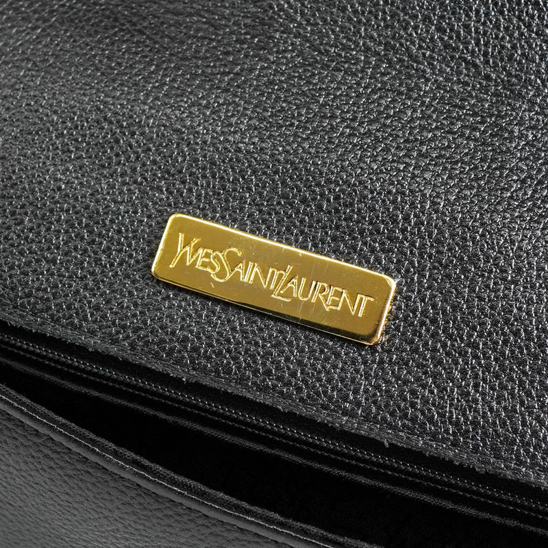 イヴサンローラン YSLロゴ レザー ショルダーバッグ ブラック - NEWSED