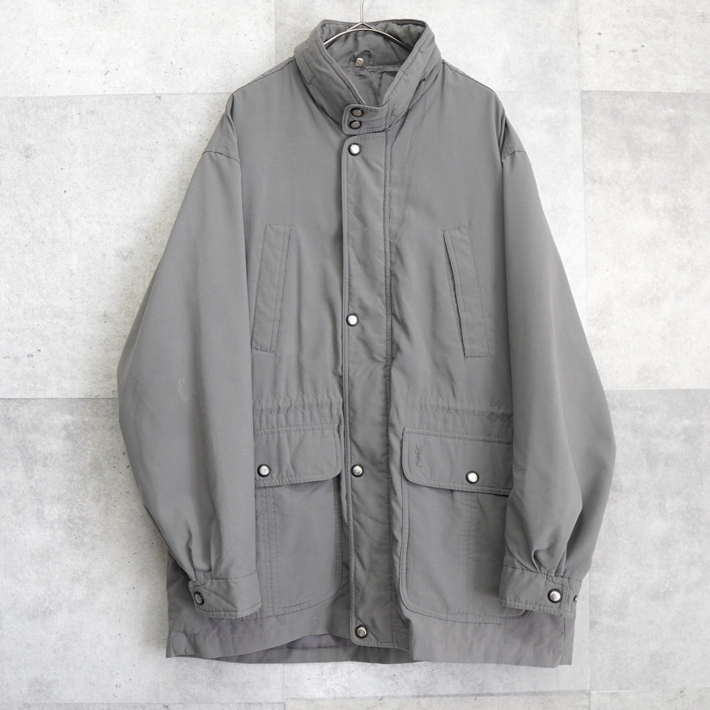 Yves Saint Laurent グレー ナイロンジャケット イヴサンローラン ヴィンテージ YSLロゴ ナイロンジャケット ブルゾン