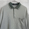 复古 YSL 卡其色条纹长袖 Polo 衫