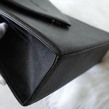 イヴサンローラン ヴィンテージ エンボス YSLロゴ レザー ハンドバッグ 自立型 ブラック - NEWSED