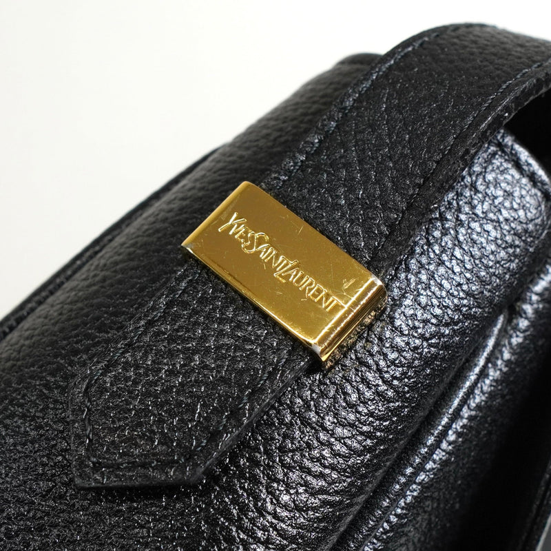 イヴサンローラン YSLロゴ レザー ショルダーバッグ ブラック - NEWSED