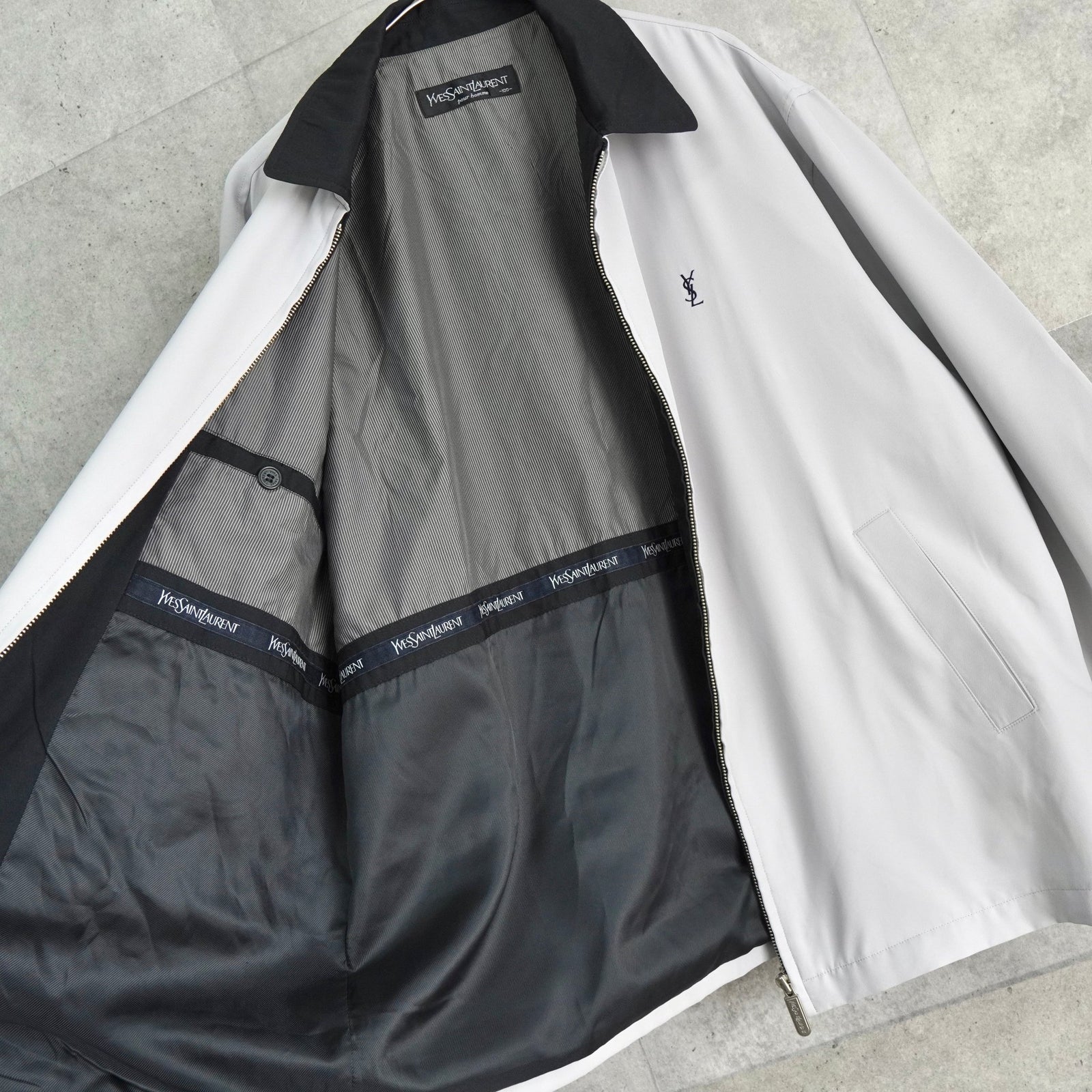 イヴ サンローラン ヴィンテージ YSLロゴ ブルゾン ジャケット グレー