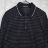 イヴ サンローラン ヴィンテージ YSLロゴ チェック柄 長袖ポロシャツ ブラック