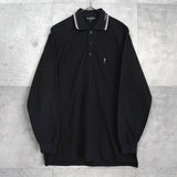 イヴ サンローラン ヴィンテージ YSLロゴ 長袖ポロシャツ ブラック - NEWSED