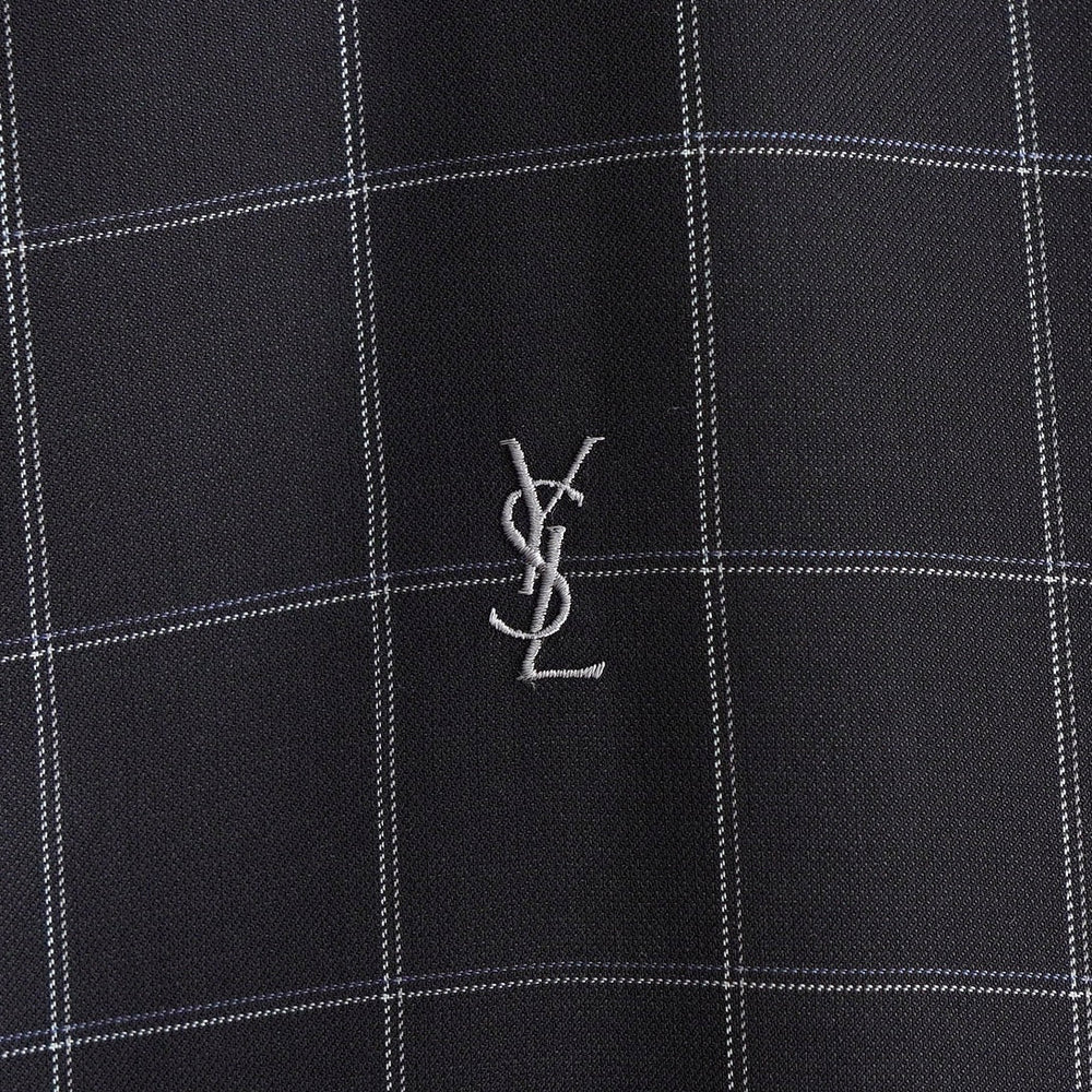 YSL ネイビー チェック柄 ジップアップブルゾン YSL ネイビー チェック柄 ジップアップブルゾン YSL ネイビー チェック