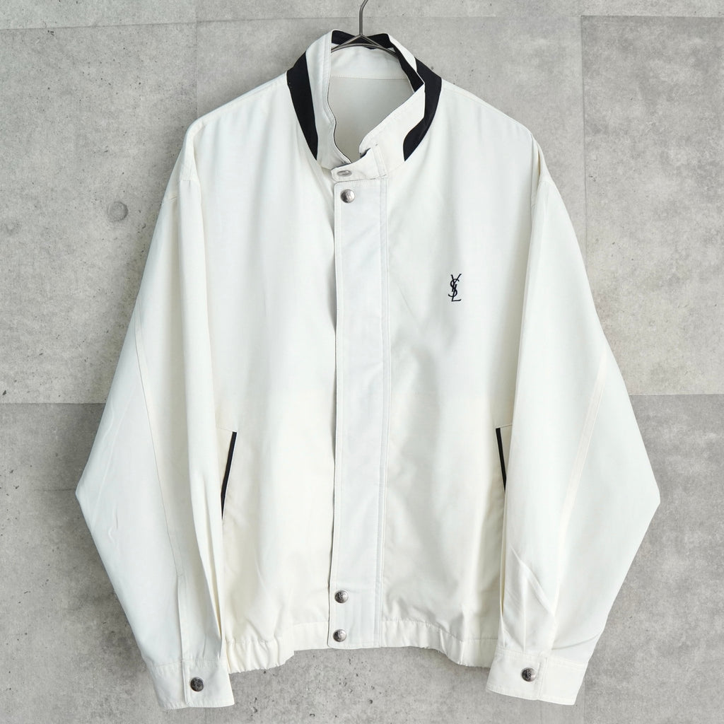イヴ サンローラン ヴィンテージ YSLロゴ ブルゾン ジャケット ホワイト / ネイビー