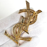 イヴサンローラン YSLロゴ ブローチ GP 箱付き - NEWSED