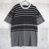 Yves Saint Laurent Vintage Cassandra Logo YSL Logo Embroidered T-Shirt Striped Gray Deadstock