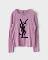 イヴ サンローラン ヴィンテージ ベロア YSLロゴ 長袖Tシャツ ロンT ピンク パープル S レディース - NEWSED