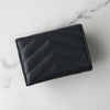 イヴ サンローラン YSLロゴ Vステッチ レザー 三つ折り財布 コンパクトウォレット グレー