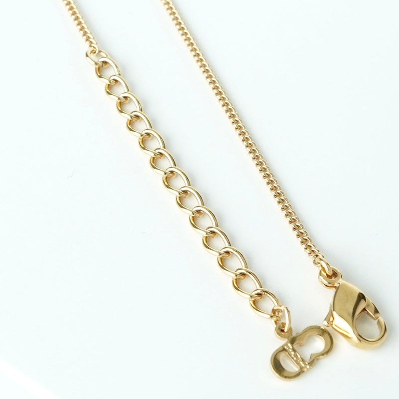 クリスチャン ディオール Diorロゴ オーバル ラインストーン ネックレス GPゴールド