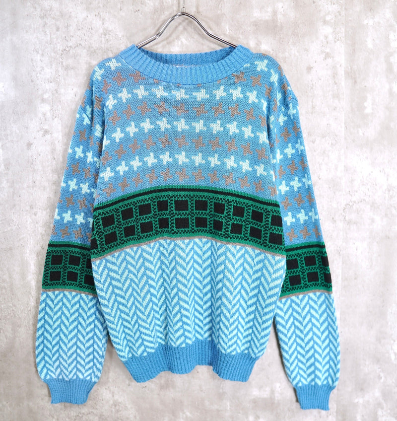 VINTAGE｜80's｜Designed sweater｜Made in USA